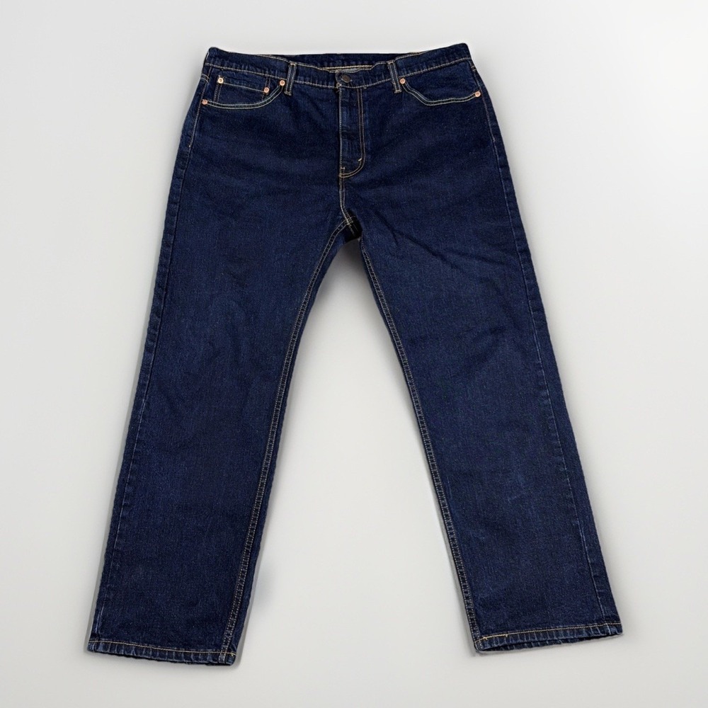 Levi's 505 Regular Fit Jeans Mens 40x30 Dark Wash Indigo Straight Leg Stretch